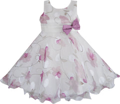 Girls Dress Tulle Bridal Lace With Flower Detailing Size 3-14 Years