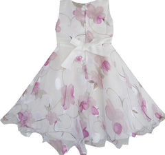 Girls Dress Tulle Bridal Lace With Flower Detailing Size 3-14 Years