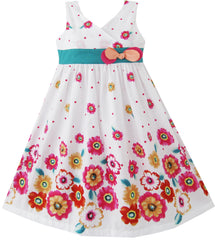 Girls Dress Hot Flower Belt Party Christmas Size 2-12 Years