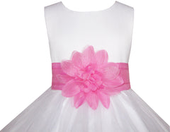 Flower Girl Dress Princess Rose Mesh Sequin Wedding Size 2-14 Years