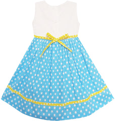 Girls Dress Dot Flower Embroidered Size 2-10 Years