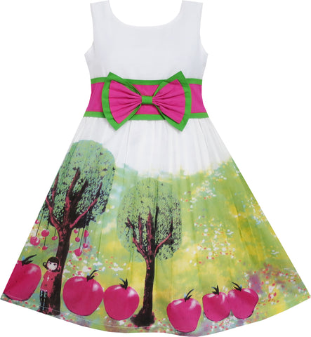 Girls Dress Peacock Tail Cool Summer Girls Clothes Size 4-14 Years