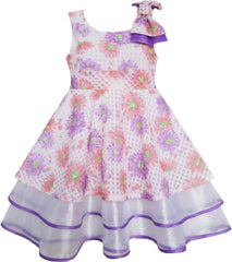 Girls Hi-Lo Dress Checkered Tulle Pearl Necklace Princess Pageant Size 4-14 Years