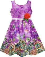 Girls Dress Sky Fantasy Colorful Angel Wings Feather Print Size 4-14 Years