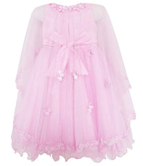 Girls Dress Cape Cloak Dress Butterfly Wedding Size 3-14 Years