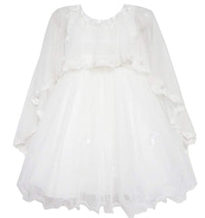 Girls Dress Cape Cloak Dress Butterfly Wedding Size 3-14 Years