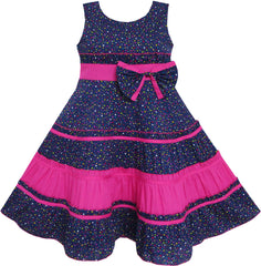 Girls Dress Vintage Floral Lace O Neck Sleeveless Bow Size 4-14 Years