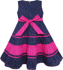 Girls Dress Vintage Floral Lace O Neck Sleeveless Bow Size 4-14 Years