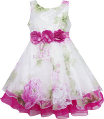 Girls Dress Tulle Bridal Lace With Flower Detailing Size 3-14 Years