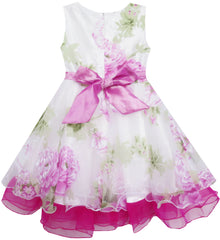 Girls Dress Tulle Bridal Lace With Flower Detailing Size 3-14 Years