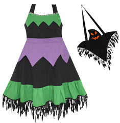 Girls Dress Pumpkin Costume Halloween Trick Treat Party Size 3-14 Years