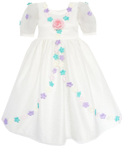 Flower Girl Dress Princess Rose Mesh Sequin Wedding Size 2-14 Years