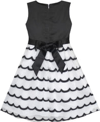 Girls Dress Bow Tie Color Contrast Size 4-12 Years