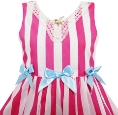 Girls Dress Striped Rose Print Tulle Size 4-14 Years