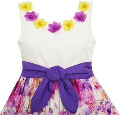 Girls Dress Striped Rose Print Tulle Size 4-14 Years