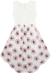 Girls Dress Turn-Down Collar Flower Chiffon Party Size 6-14 Years