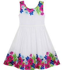 Girls Dress Dot Flower Embroidered Size 2-10 Years