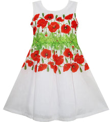 Girls Dress Dot Flower Embroidered Size 2-10 Years