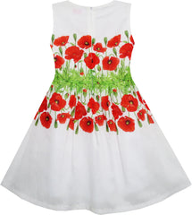 Girls Dress Dot Flower Embroidered Size 2-10 Years