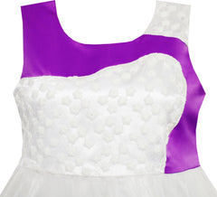 Girls Dress Bow Tie Color Contrast Size 4-12 Years