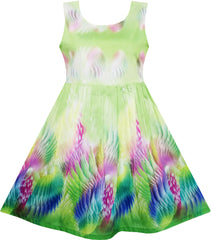 Girls Dress Sky Fantasy Colorful Angel Wings Feather Print Size 4-14 Years