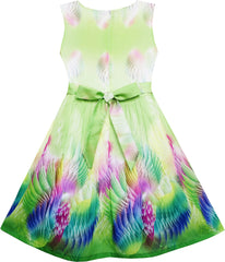 Girls Dress Sky Fantasy Colorful Angel Wings Feather Print Size 4-14 Years