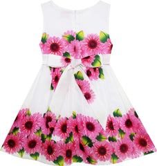 Girls Dress Dot Flower Embroidered Size 2-10 Years