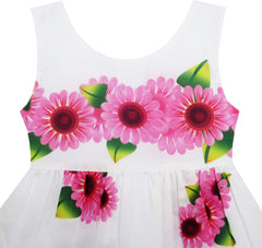 Girls Dress Dot Flower Embroidered Size 2-10 Years