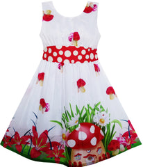 Girls Dress Rose Flower Print Butterfly Embroidery Size 4-12 Years