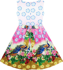 Girls Dress Sky Fantasy Colorful Angel Wings Feather Print Size 4-14 Years