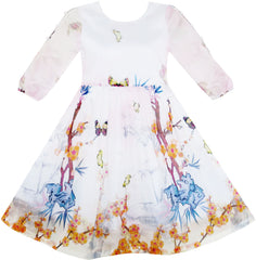 Girls Dress Butterfly Elegant Chinese Plum Flower Bamboo Size 4-10 Years