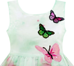 Girls Dress Rose Flower Print Butterfly Embroidery Size 4-12 Years