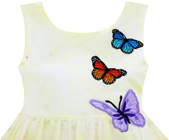 Girls Dress Rose Flower Print Butterfly Embroidery Size 4-12 Years