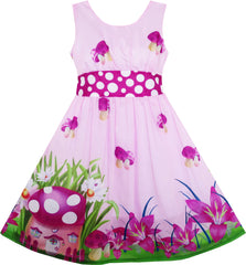 Girls Dress Rose Flower Print Butterfly Embroidery Size 4-12 Years