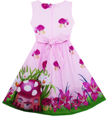 Girls Dress Rose Flower Print Butterfly Embroidery Size 4-12 Years