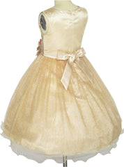 Flower Girls Dress Lace Pearl Dimensional Flowers Pageant Wedding Tulle Size 3-14 Years