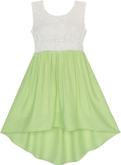 Girls Dress Turn-Down Collar Flower Chiffon Party Size 6-14 Years