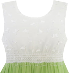 Girls Dress Turn-Down Collar Flower Chiffon Party Size 6-14 Years