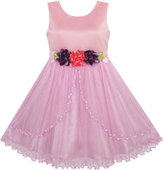 Girls Dress Tulle Bridal Lace With Flower Detailing Size 3-14 Years