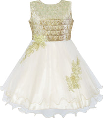 Girls Dress Elegant Wedding Gown Bridesmaid Tulle Flower Size 4-14 Years