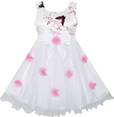 Girls Dress Tulle Bridal Lace With Flower Detailing Size 3-14 Years