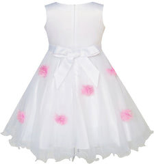 Girls Dress Tulle Bridal Lace With Flower Detailing Size 3-14 Years