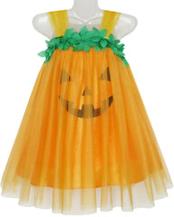 Girls Dress Pumpkin Costume Halloween Trick Treat Party Size 3-14 Years