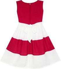 Girls Dress Pleated Collar Color Block Chiffon Size 7-16 Years