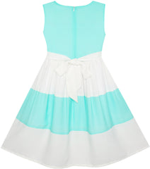 Girls Dress Pleated Collar Color Block Chiffon Size 7-16 Years