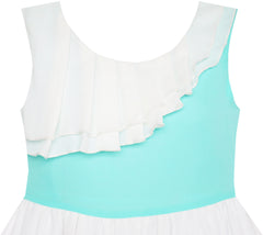 Girls Dress Pleated Collar Color Block Chiffon Size 7-16 Years