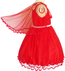 Girls Dress Cape Cloak Dress Butterfly Wedding Size 3-14 Years