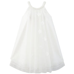 Flower Girls Dress Halter Dress Pearl Party Wedding Birthday Size 4-14 Years