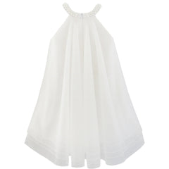 Flower Girls Dress Halter Dress Pearl Party Wedding Birthday Size 4-14 Years