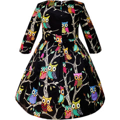 Girls Dress Satin Silk Butterfly City Building View Size 4-14 Years